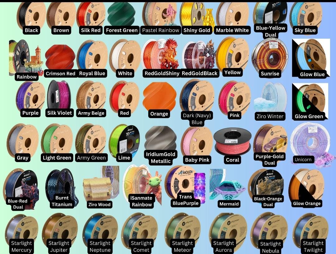 Filament color chart for the kawaii phone clicker — shown in multiple filament color options for custom color requests