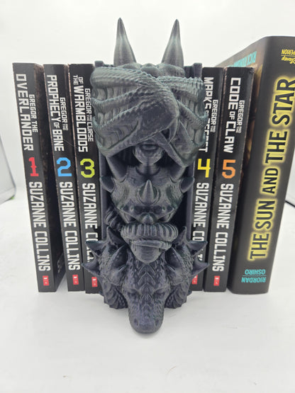 See No Evil Dragon Book Nook with Slide Storage Compartment | Fantasy Book Display 3D Print