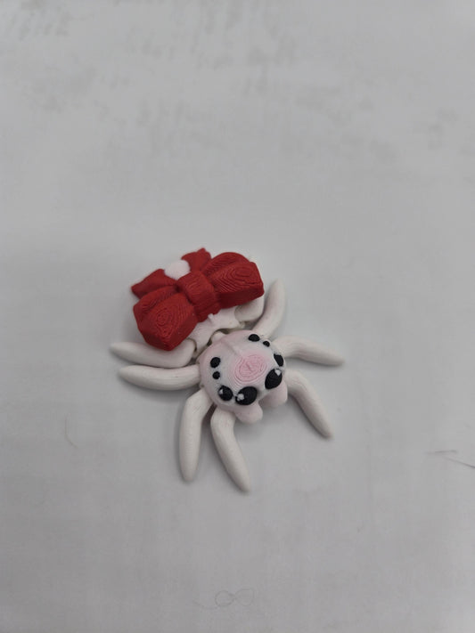 Tiny Cute Articulated Christmas Ribbon Spiders 3D Print