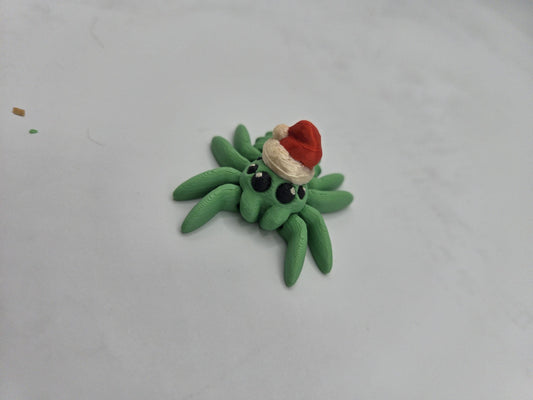 Tiny Cute Articulated Christmas Santa Hat Spiders 3D Print
