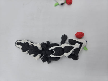 Flexi Cute Heart Eyes Flower Holding Skunk 3D Print