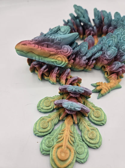 Peacock Bird-Faced Feathered Articulated Dragon Baby or Full Sized Adult 3D Print