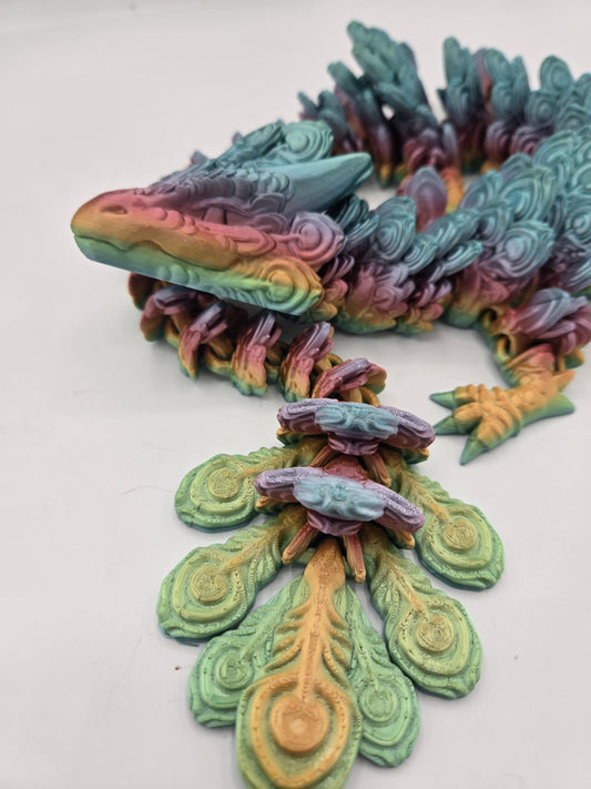 Peacock Bird-Faced Feathered Articulated Dragon Baby or Full Sized Adult 3D Print