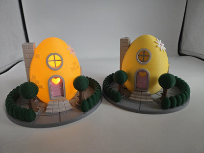 Easter Egg Fairy House Decor with LED Tealight – 3D Printed Spring Home Accent
