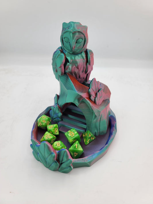 Perched Owl Dice Tower Tabletop Gaming Accessory 3D Print