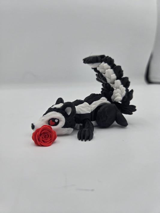 Flexi Cute Heart Eyes Flower Holding Skunk 3D Print