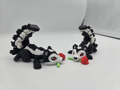 Flexi Cute Heart Eyes Flower Holding Skunk 3D Print
