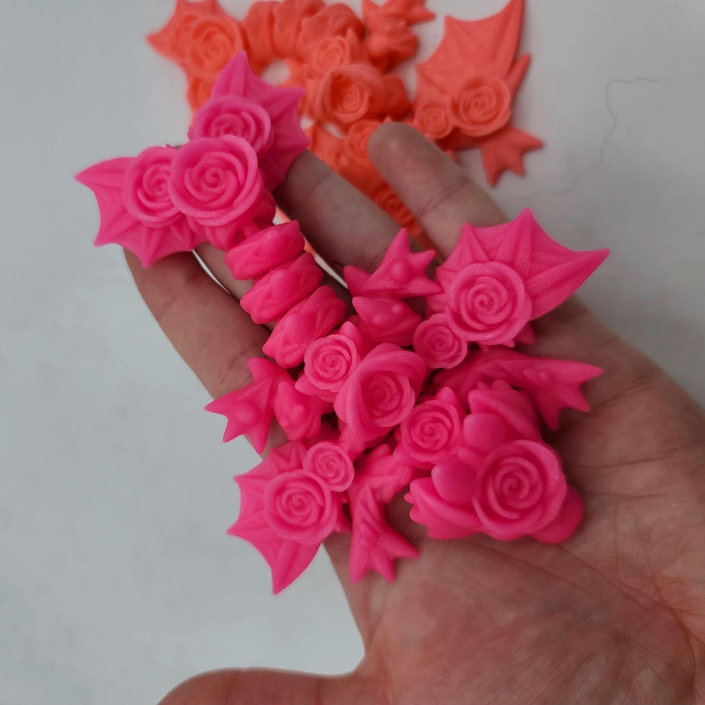Tiny Rose Dragon Flexi 3D Print (Keychain or Regular)