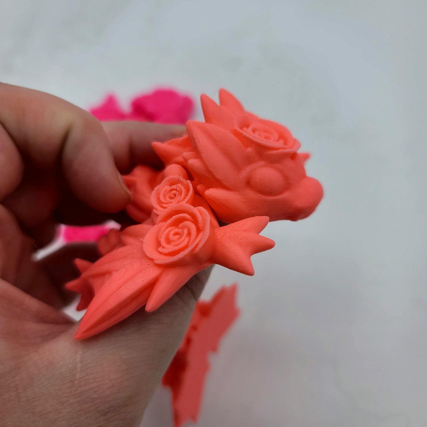 Tiny Rose Dragon Flexi 3D Print (Keychain or Regular)