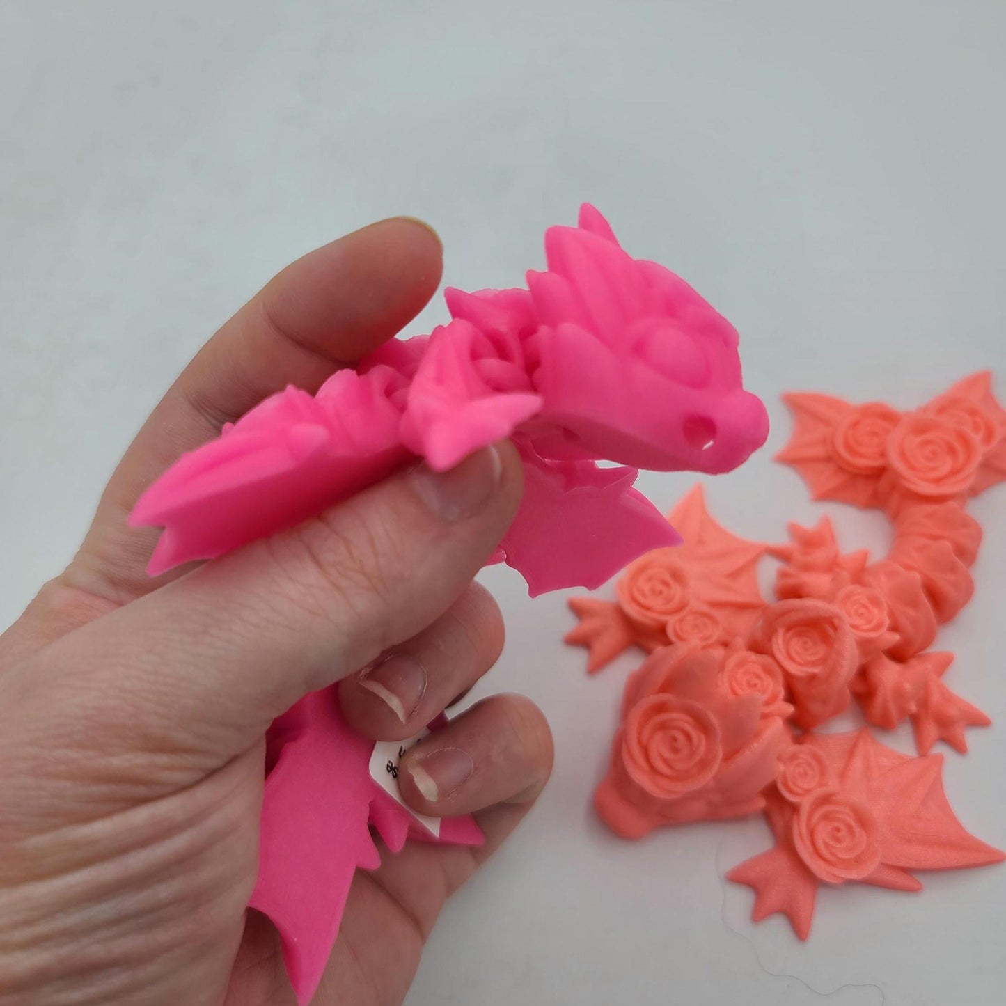 Tiny Rose Dragon Flexi 3D Print (Keychain or Regular)