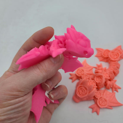 Tiny Rose Dragon Flexi 3D Print (Keychain or Regular)