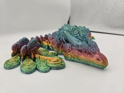 Peacock Bird-Faced Feathered Articulated Dragon Baby or Full Sized Adult 3D Print