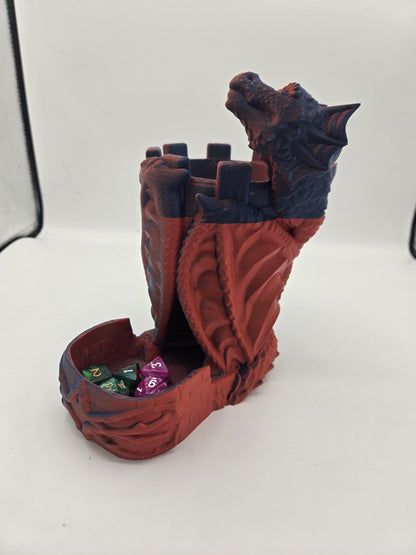 Dragon Wrapped Guarded Castle Dice Tower 3D Print