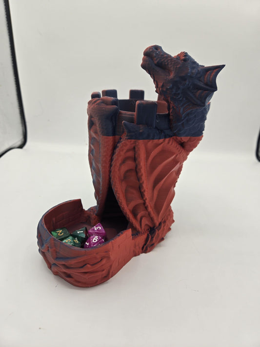 Dragon Wrapped Guarded Castle Dice Tower 3D Print