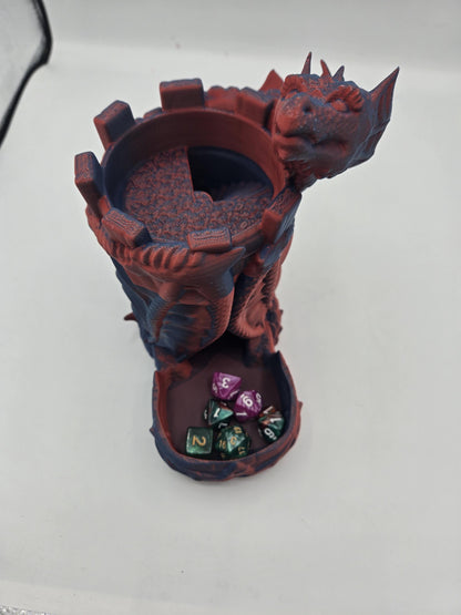 Dragon Wrapped Guarded Castle Dice Tower 3D Print