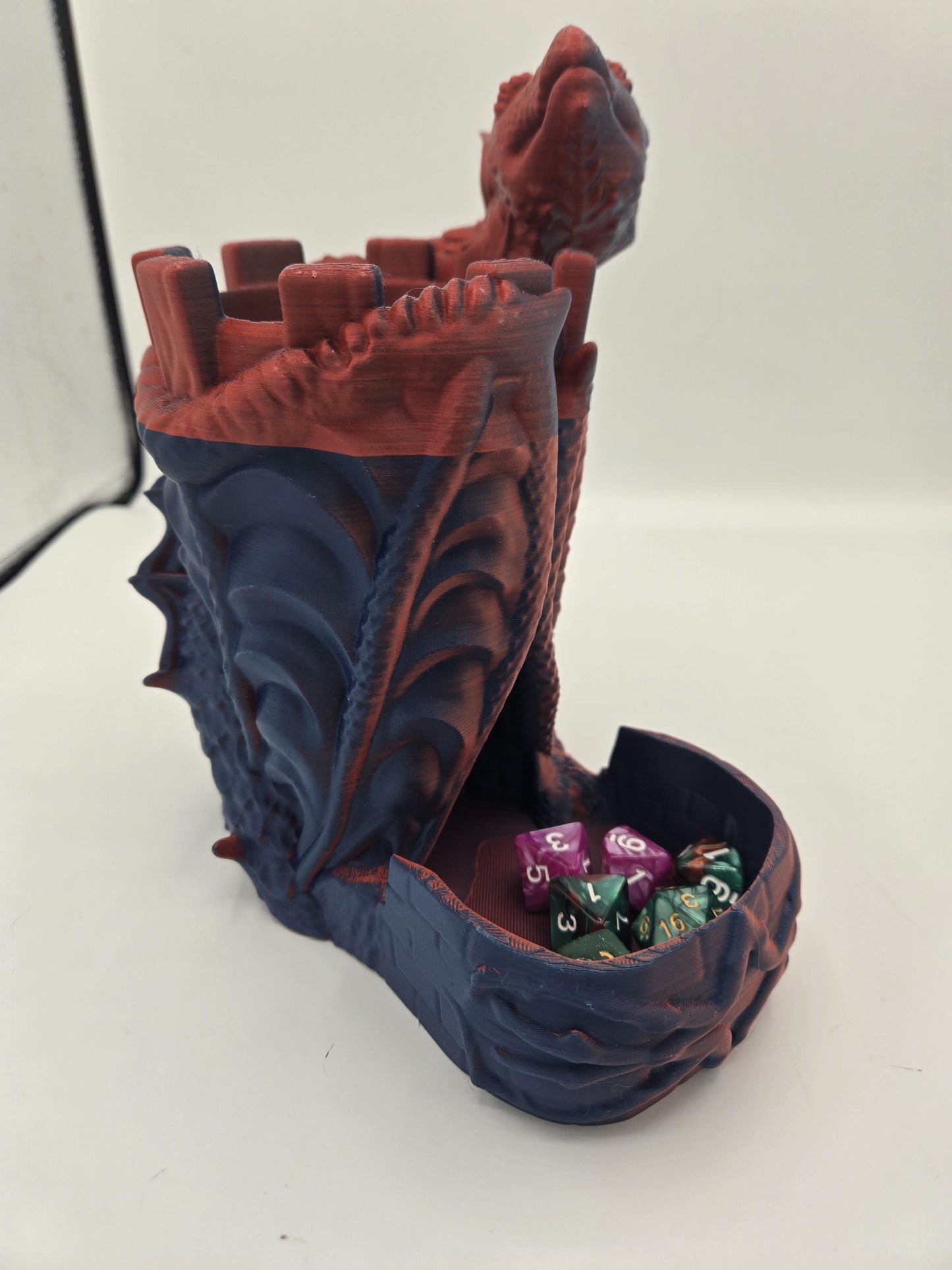Dragon Wrapped Guarded Castle Dice Tower 3D Print
