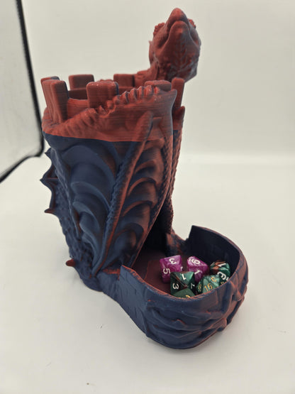 Dragon Wrapped Guarded Castle Dice Tower 3D Print