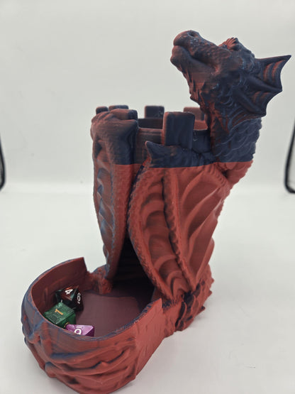 Dragon Wrapped Guarded Castle Dice Tower 3D Print