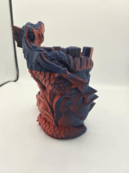 Dragon Wrapped Guarded Castle Dice Tower 3D Print