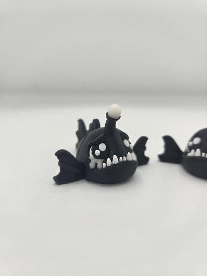 Cute Tiny Angler Fish Flexi | Two Styles – Happy or Sad | 3D Printed Collectible