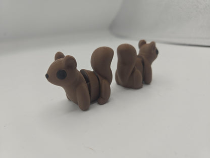 Cute Seated Tiny Squirrel Flexi | Keychain or Standard | 3D Printed Woodland Animal