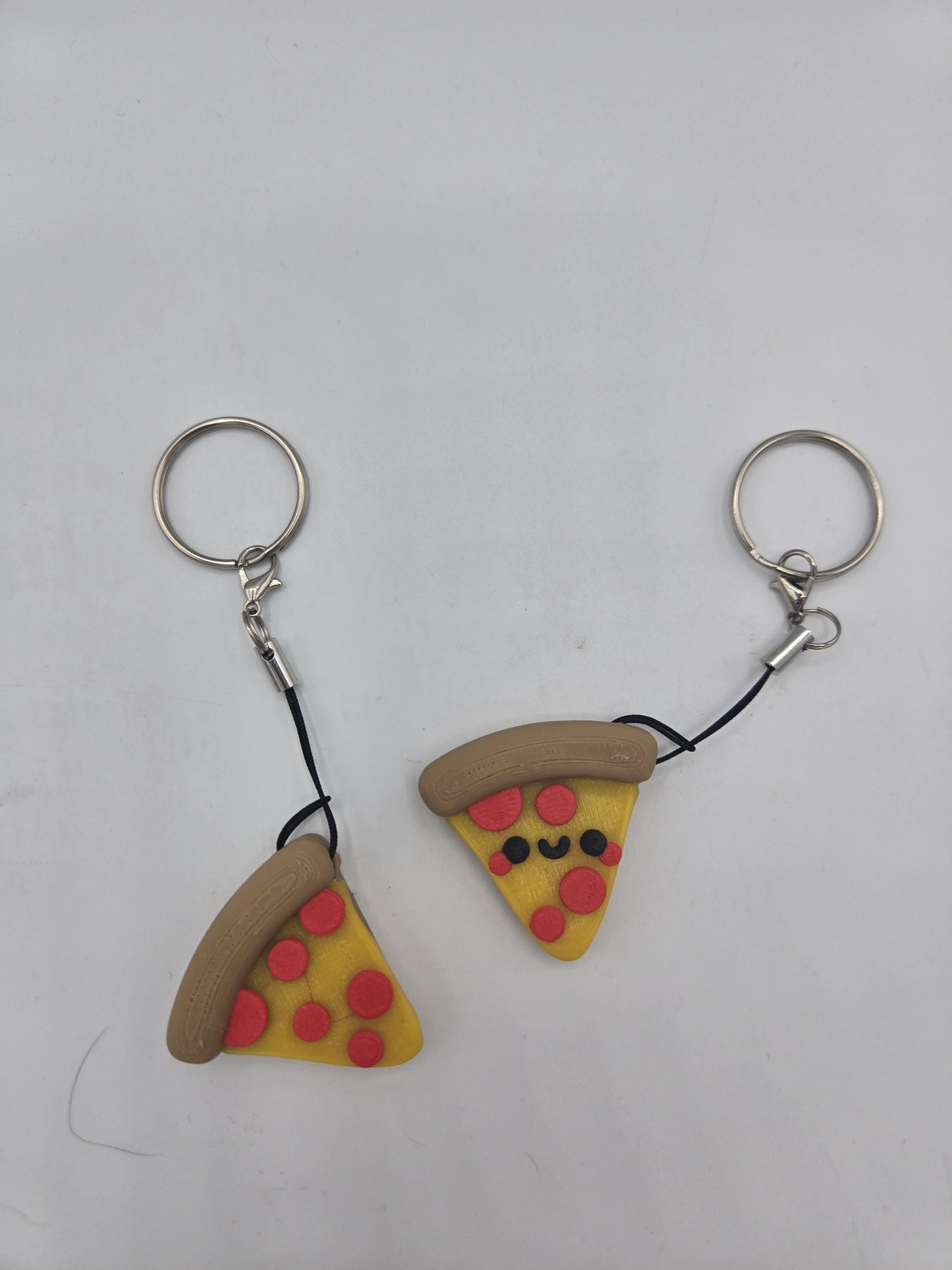 Pizza Slice Keychain Regular Pepperoni or Kawaii Smile 3D Print