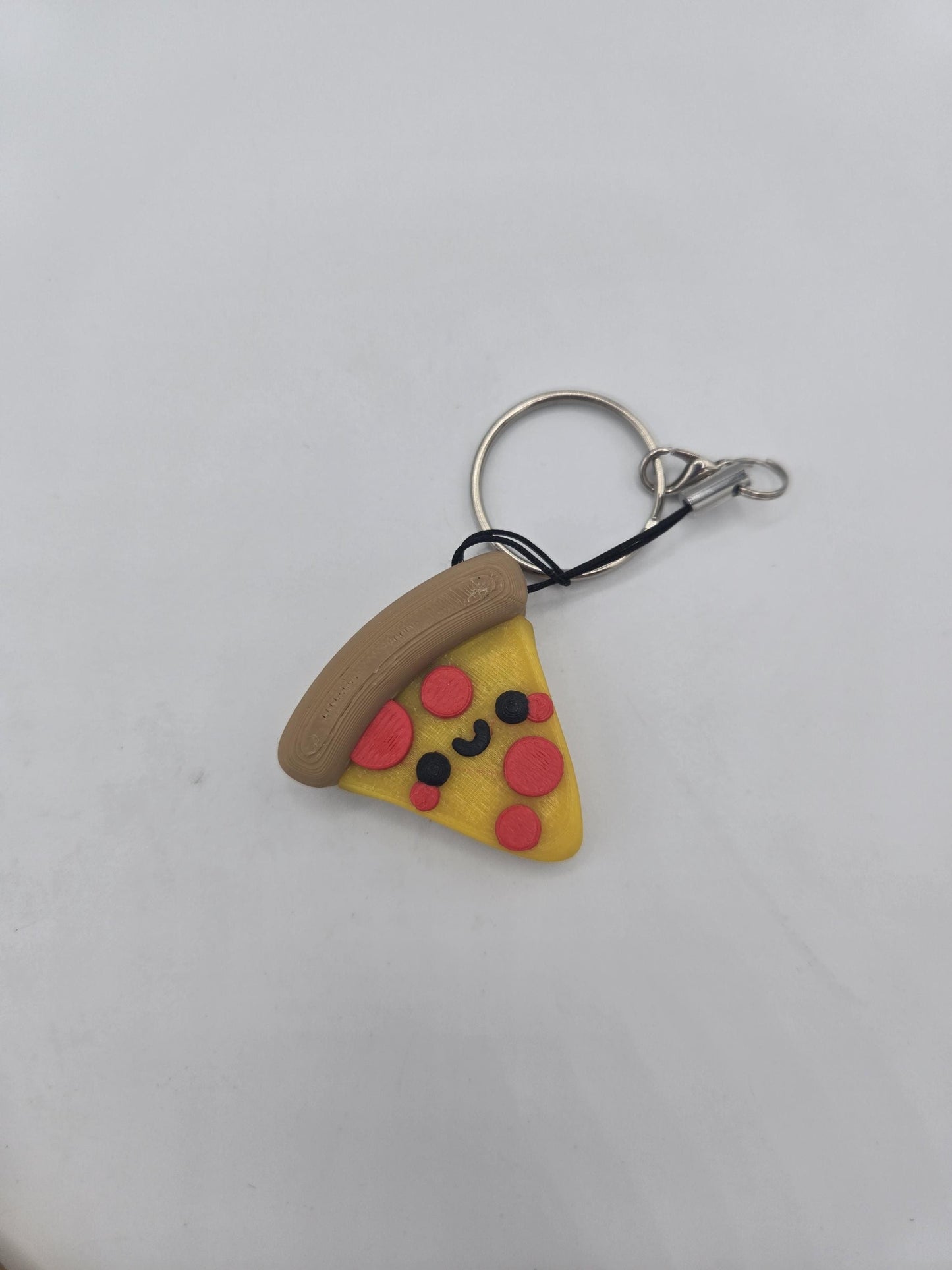 Pizza Slice Keychain Regular Pepperoni or Kawaii Smile 3D Print