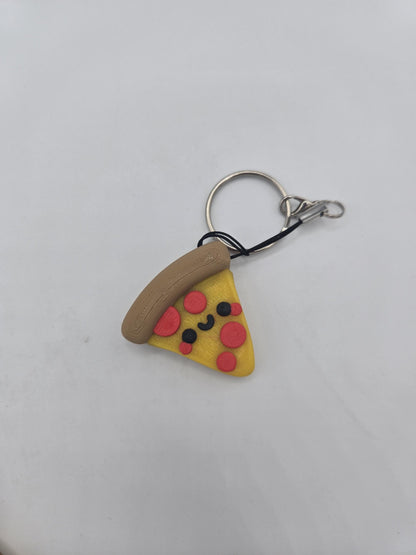 Pizza Slice Keychain Regular Pepperoni or Kawaii Smile 3D Print