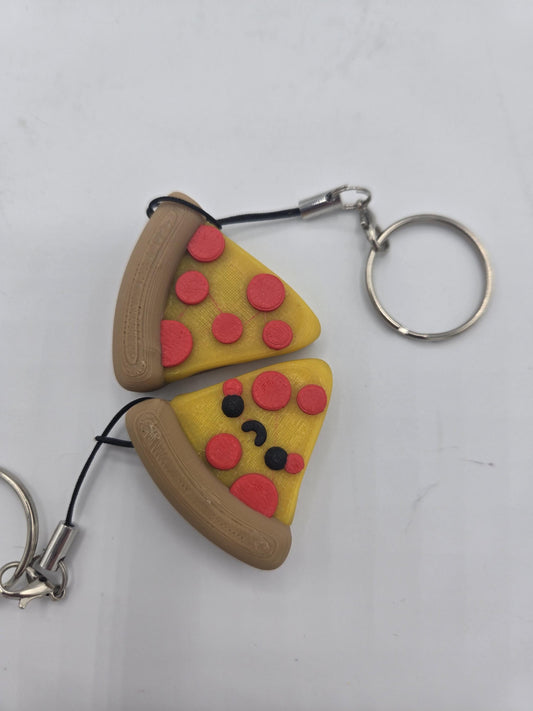 Pizza Slice Keychain Regular Pepperoni or Kawaii Smile 3D Print