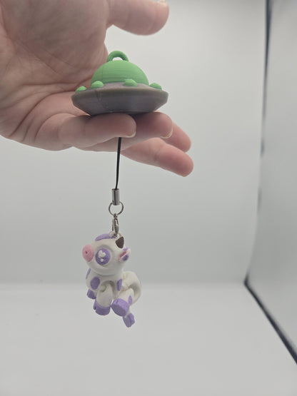 Kawaii UFO Cow Abduction Keychain 3D Print