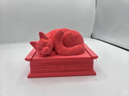 Curled Cat Book Shaped Trinket Box 3D Print