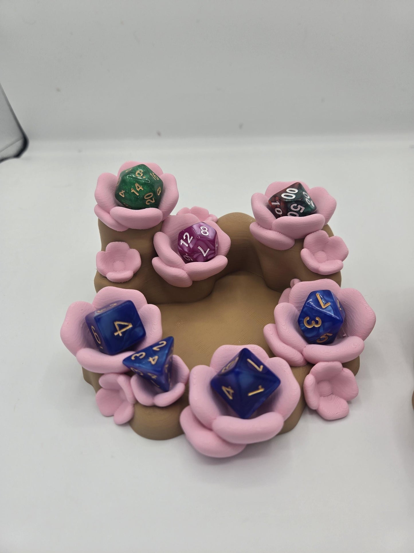 Cherry Blossom Dice Holder with Optional Cherry Blossom Pixie (Sm/Lg) 3D Print