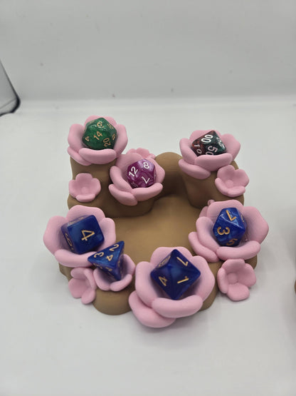 Cherry Blossom Dice Holder with Optional Cherry Blossom Pixie (Sm/Lg) 3D Print