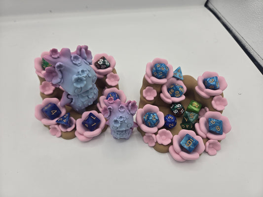 Cherry Blossom Dice Holder with Optional Cherry Blossom Pixie (Sm/Lg) 3D Print