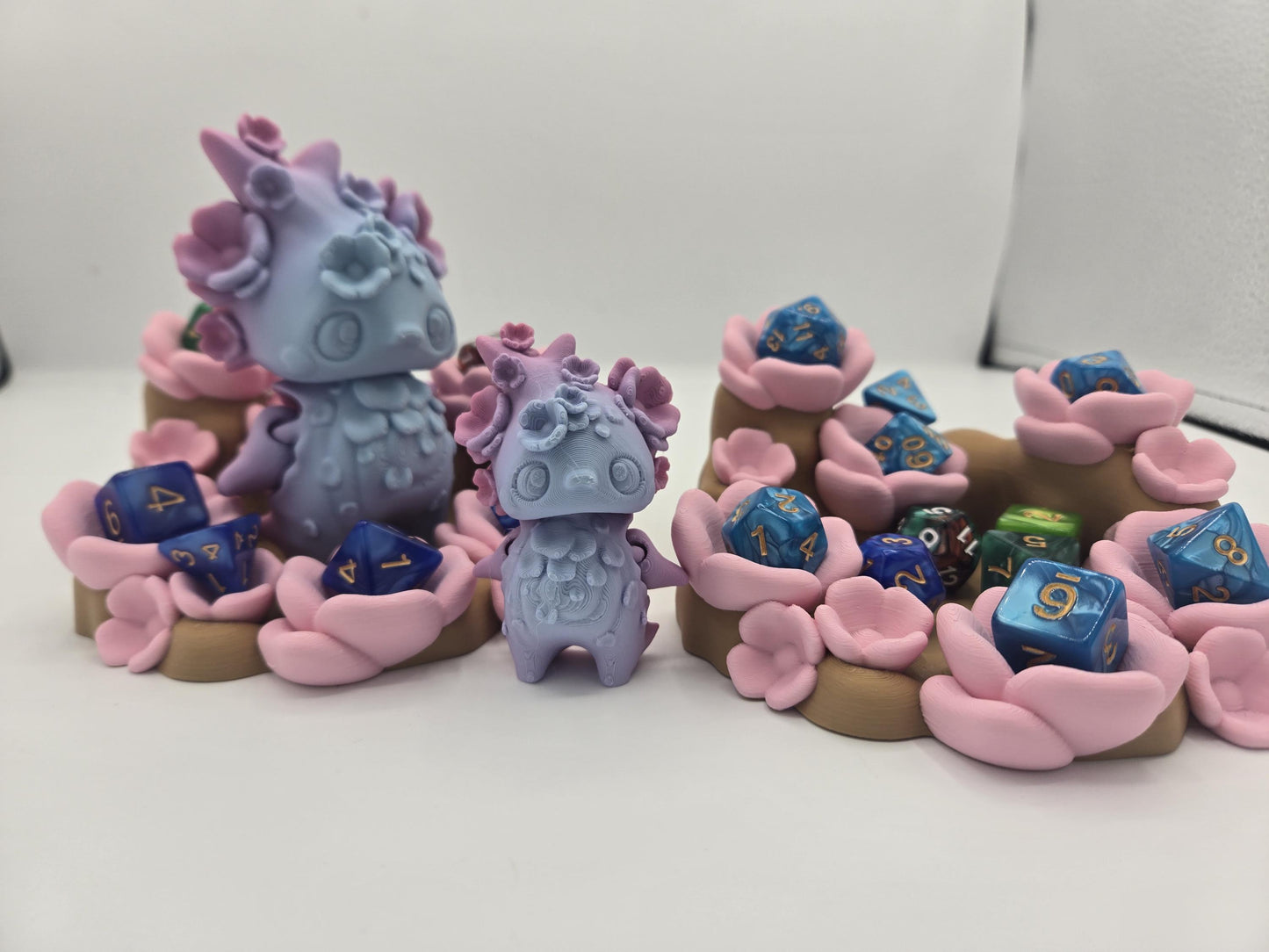 Cherry Blossom Dice Holder with Optional Cherry Blossom Pixie (Sm/Lg) 3D Print
