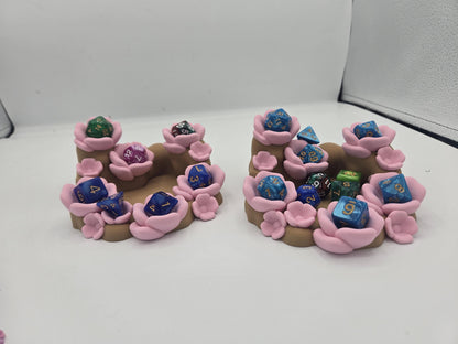 Cherry Blossom Dice Holder with Optional Cherry Blossom Pixie (Sm/Lg) 3D Print