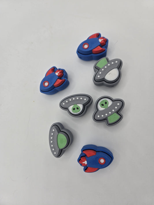 Cute Space Inspired Mechanical Key Clickers Alien UFO or Rocketship Varieties | 3D Print