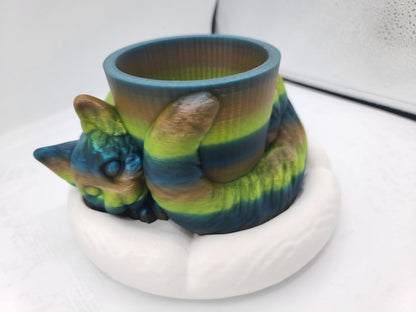 Cute Cozy Sleeping Cat Indoor Planter on a Drainage "Pillow" 3D Print