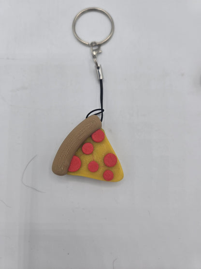 Pizza Slice Keychain Regular Pepperoni or Kawaii Smile 3D Print