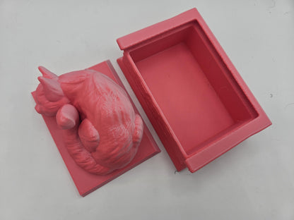 Curled Cat Book Shaped Trinket Box 3D Print