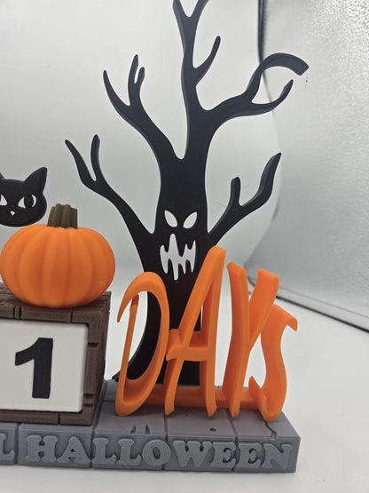 Countdown to Halloween Spooky Black Cat and Haunted Tree | 3D Print
