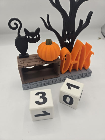 Countdown to Halloween Spooky Black Cat and Haunted Tree | 3D Print