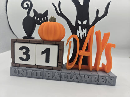 Countdown to Halloween Spooky Black Cat and Haunted Tree | 3D Print