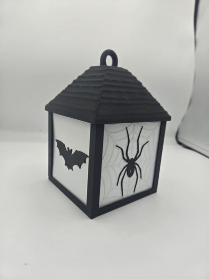 Holiday LED Tea Light Lantern | Two Holidays Available - Halloween with Spider and Bat Sides or Christmas with Snowflake and Tree | 3D Print