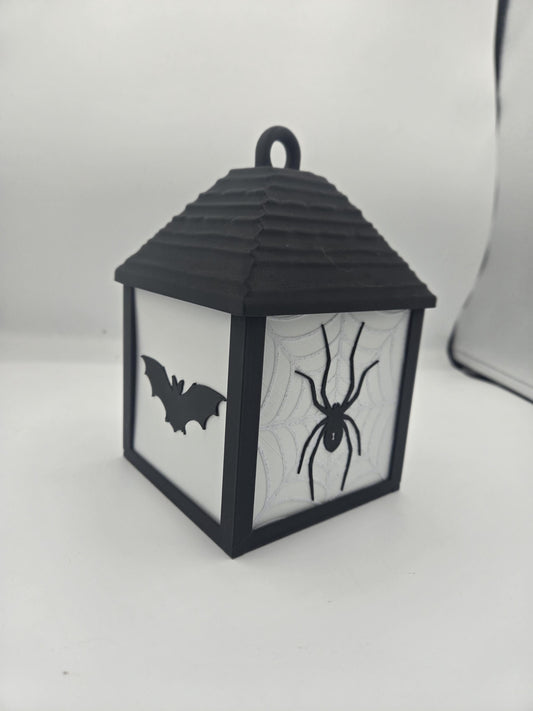 Holiday LED Tea Light Lantern | Two Holidays Available - Halloween with Spider and Bat Sides or Christmas with Snowflake and Tree | 3D Print