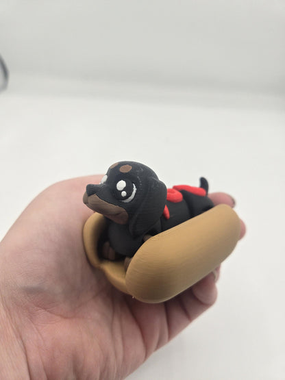 Dachshund "Hot-Dog" Flexi with Bun 3D Print