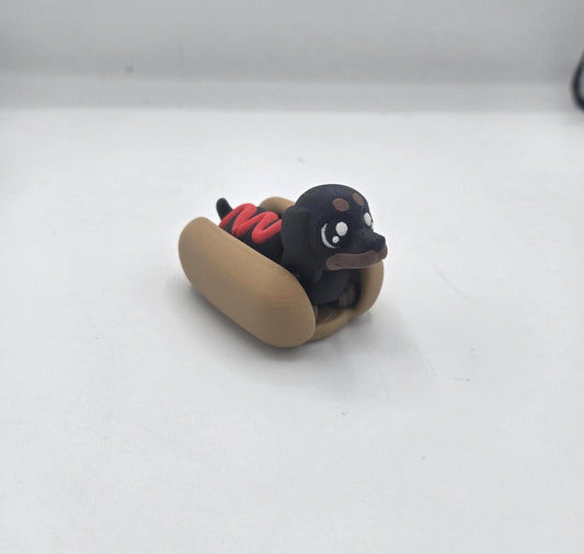 Dachshund "Hot-Dog" Flexi with Bun 3D Print