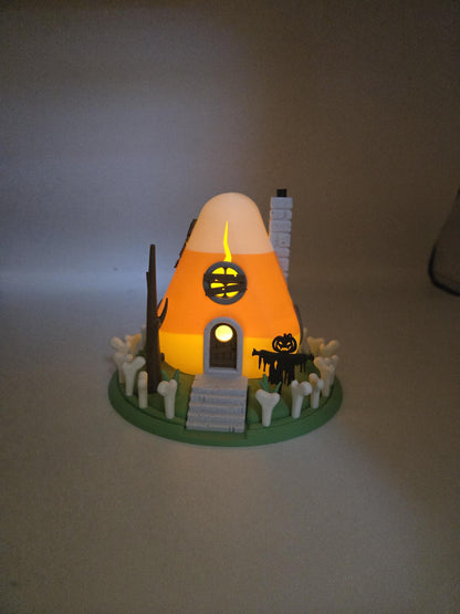 Haunted Candy Corn House Indoor Fairy House w LED Tealight 3D Print