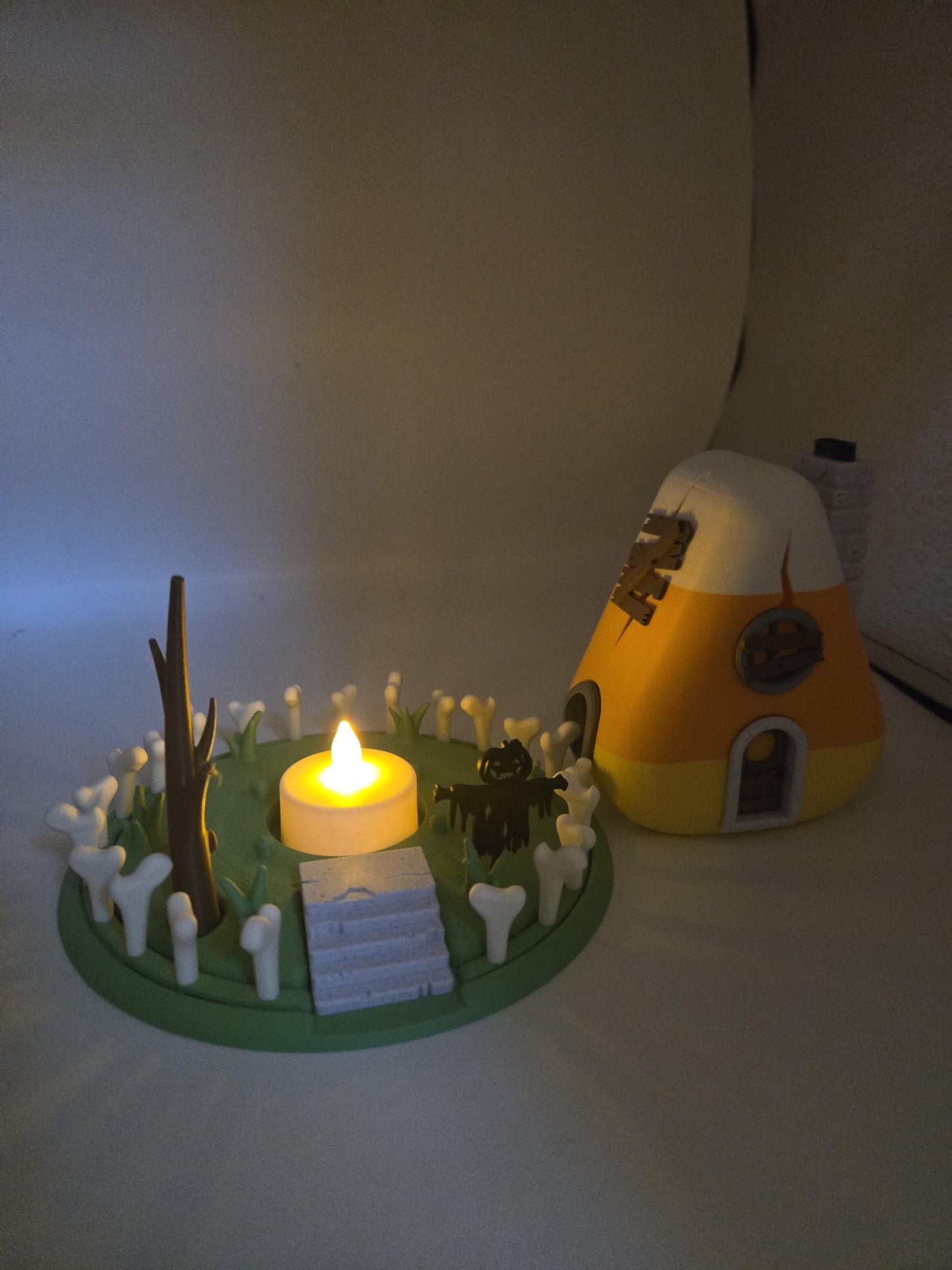 Haunted Candy Corn House Indoor Fairy House w LED Tealight 3D Print