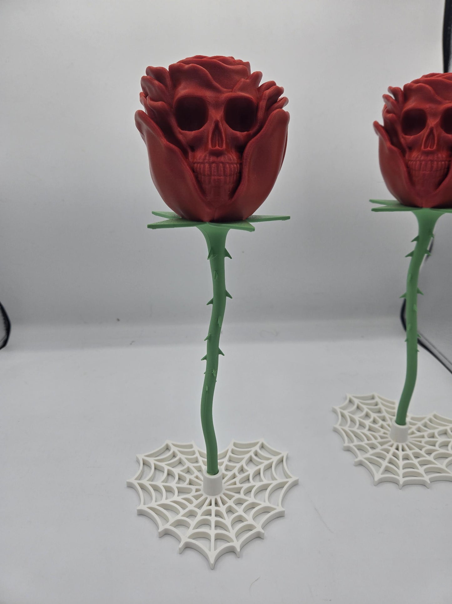 Skull Rose with Spiderweb Stand Decor | Unique Gift Idea | 3D Print